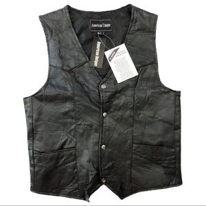 🆕 Motorcycle Vest Black Nappa Leather Moto